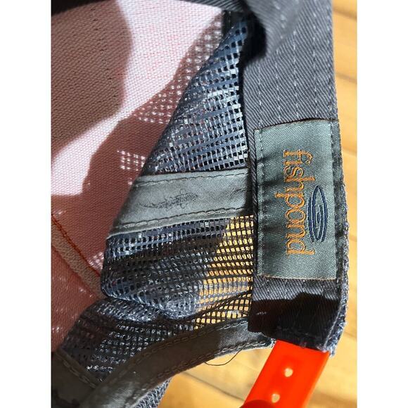 Fish Pond Fly Fishing Co Trucker Snap back hat. Orange. Grey. Unisex. Adjustable - Picture 2 of 6